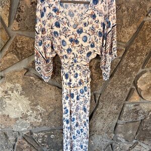 Dress Forum Blue and White Floral Long Sleeve Dress